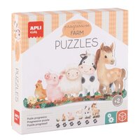 Puzzle progresiv Primele mele Puzzle-uri Animale de la Ferma, 2 ani+, 21 piese, Apli Kids