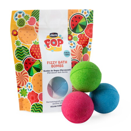 Bombe efervescente de baie, 3 ani+, 3 bucati, Chicco Pop