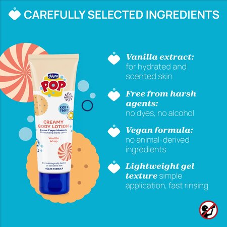 Lotiune de corp cu aroma de Vanilie, 6 ani+, 150 ml, Chicco Pop 825060