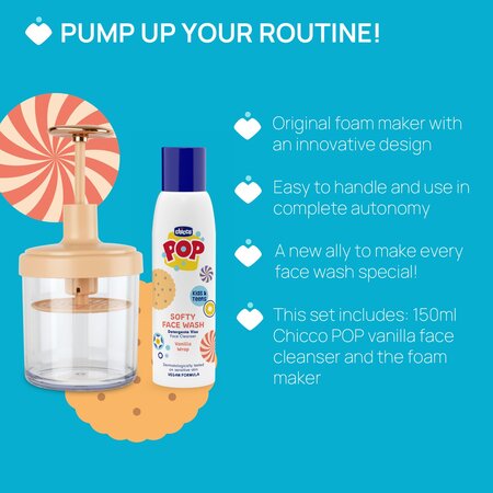 Pachet Sampon spuma cu aroma de Vanilie si Dispozitiv de formare a spumei, 6 ani+, 150 ml, Chicco Pop 825090