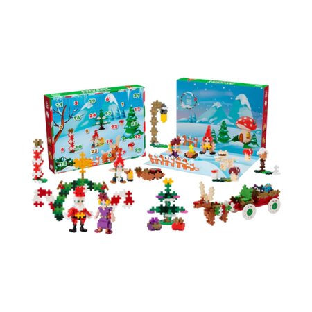 Set de constructie Calendar de Advent, Lumea lui Mos Craciun, 5 ani+, 600 piese, Plus-Plus 825242
