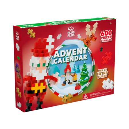Set de constructie Calendar de Advent, Lumea lui Mos Craciun, 5 ani+, 600 piese, Plus-Plus 825248