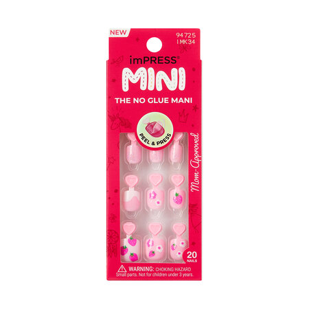 Unghii false autoadezive pentru copii imPRESS Kids, Berry Cute, 1 set, Kiss