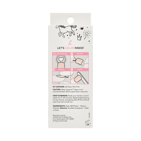 Unghii false autoadezive pentru copii imPRESS Kids, Berry Cute, 1 set, Kiss 825366