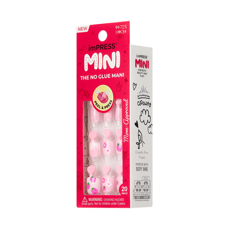 Unghii false autoadezive pentru copii imPRESS Kids, Berry Cute, 1 set, Kiss 825369