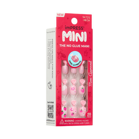 Unghii false autoadezive pentru copii imPRESS Kids, Berry Cute, 1 set, Kiss 825370