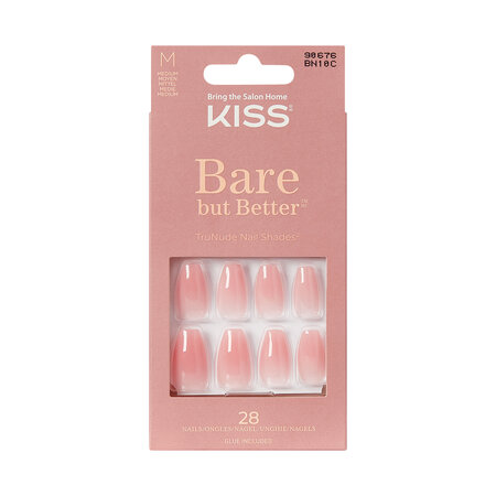 Unghii false Bare But Better, TruNude, 1 pereche, Kiss