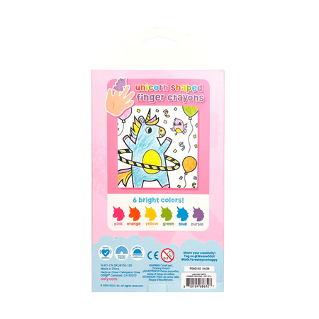 Creioane pentru degete Unicorn Party, 3 ani+, 6 culori, Ooly 825673