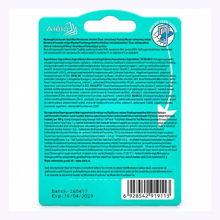 Foite mentolate pentru improspatarea respiratiei, Lamaie, 24 bucati, Alelo 825745