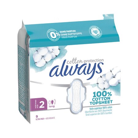 Absorbante cu aripioare Cotton Protection, Ultra Long, 9 bucati, Always