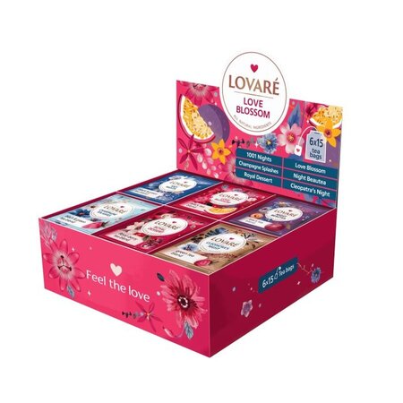 Set ceai Love Blossom, 6 sortimente, 90 pliculete, Lovare 826086