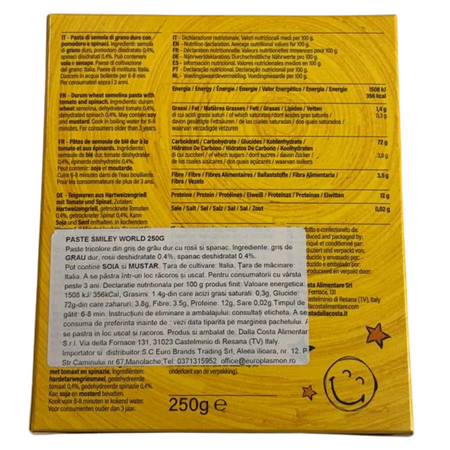 Paste tricolore Smiley World cu rosii si spanac, 250 g, Dalla Costa 826193