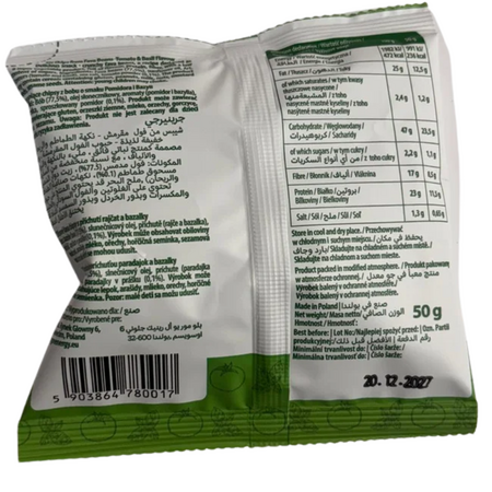 Chipsuri proteice din fasole Fava cu rosii si busuioc, 50 g, Greenergy 826188