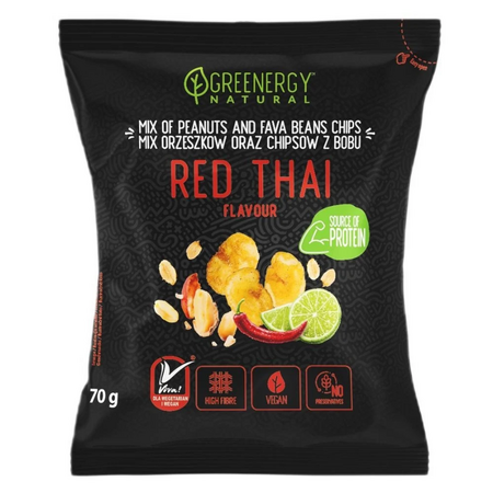 Mix proteic de arahide si fasole Fava, Rosu thailandez, 70 g, Greenergy