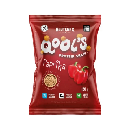 Snack proteic fara gluten cu aroma de paprika, 120 g, Qool's