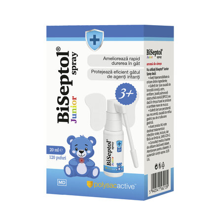 BiSeptol Junior Spray, Aroma de cirese, 20 ml(120pufuri), Dacia Plant 826285