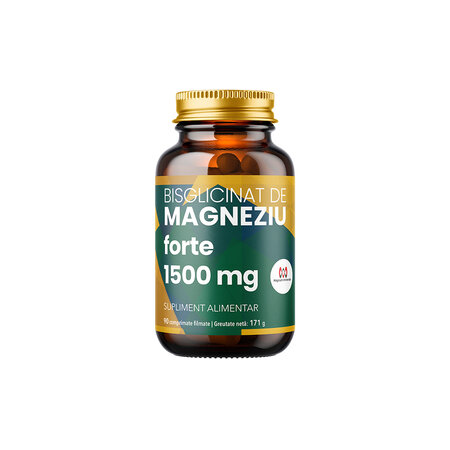 Bisglicinat de magneziu Forte 1, 1500 mg, 90 comprimate filmate, Laboratoarele Remedia