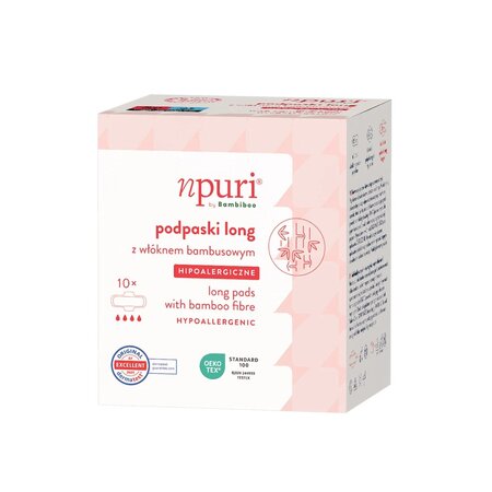 Absorbante cu strat de suprafata din viscoza de bambus, Long, 10 bucati, Npuri