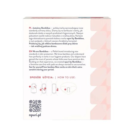 Absorbante cu strat de suprafata din viscoza de bambus, Long, 10 bucati, Npuri 827468