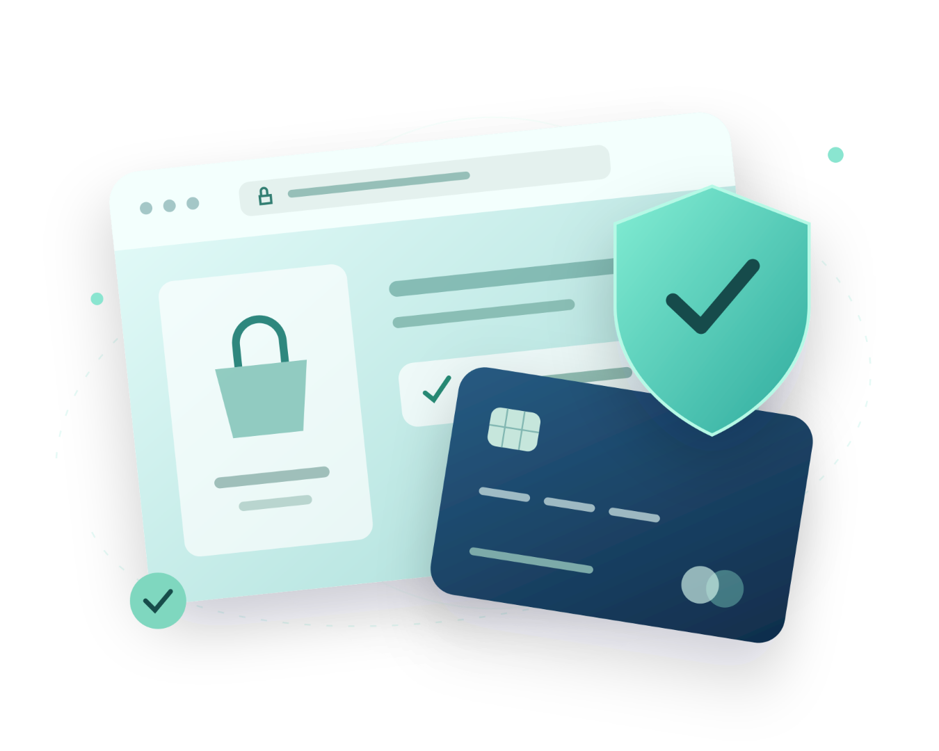 Ilustrație despre protejarea datelor la cumpărături online