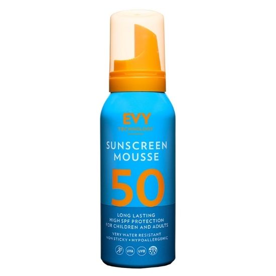 Crema de fata si corp, spuma, SPF 50, Sunscreen Mousse, 100 ml, Evy Technology