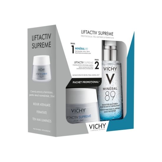 Pachet Liftactiv supreme crema antirid de zi 50ml + Gel booster mineral 89 50ml, Vichy