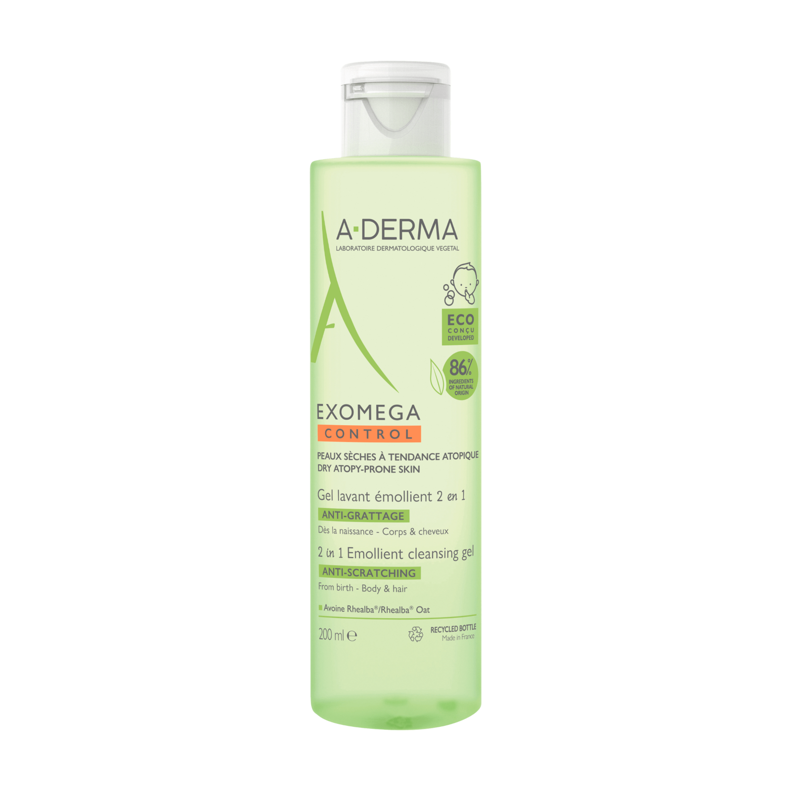 Gel de curatare 2-in-1 piele uscata cu tendinta atopica Exomega Control, 200ml, A-Derma