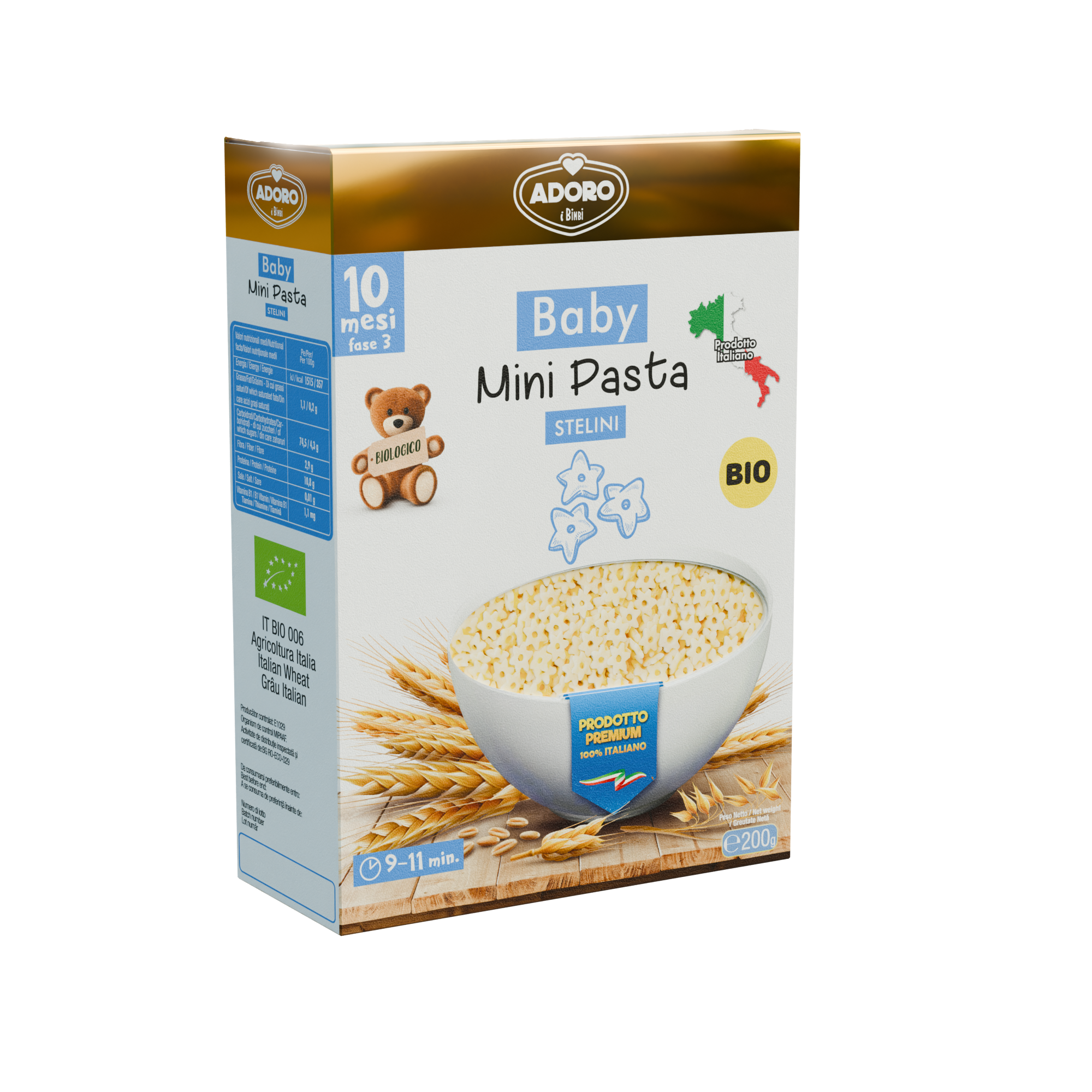 Paste Bio Baby Stelline, 10 luni+, 200 g, Adoro