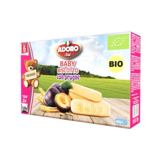 Biscuiti Bio cu prune,  +6 luni, 2x125g, Adoro