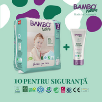 Pachet Eco Friendly Scutece Nr. 3, 4-8 kg, 28 bucati + Lotiune de corp pentru copii, 100 ml, Bambo Nature