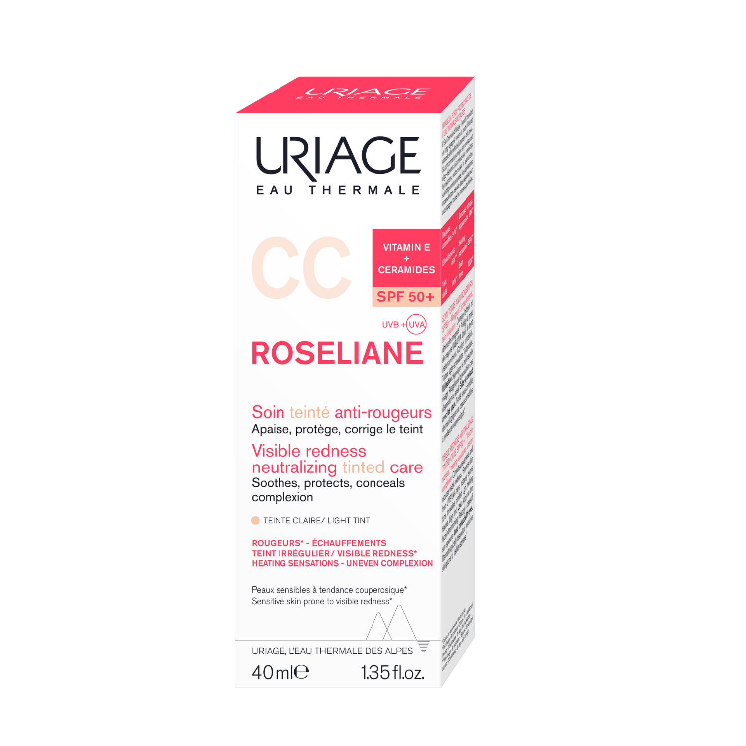 Crema CC anti-roseata SPF 50+ Roseliane, Light Tint, 40 ml, Uriage