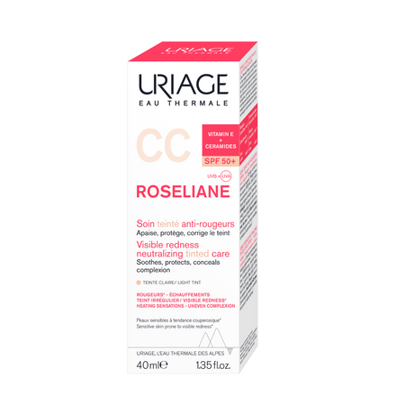 Crema CC anti-roseata SPF 50+ Roseliane, Light Tint, 40 ml, Uriage
