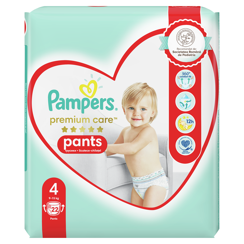 Scutece Pants Premium Care, Nr. 4, 9-15 Kg, 22 bucati, Pampers