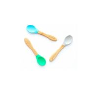 Set 3 lingurite din bambus, gri, albastru si verde, Eco Rascals