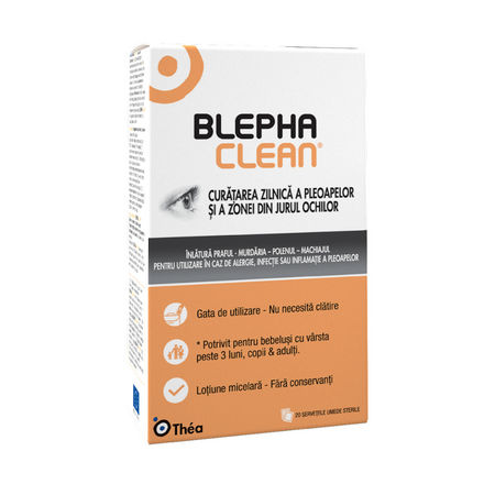 Servetele pentru igiena pleoapelor Blephaclean, 20 bucati, Thea