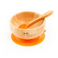 Set castron si lingurita din bambus, Portocaliu, Oaki