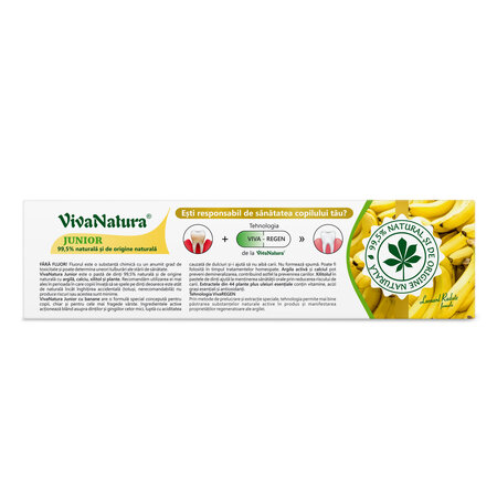 Pasta de dinti naturala cu argila si banane GennaDent Junior, 2-14 ani, 80 ml, Vivanatura 765388