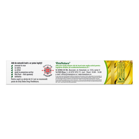 Pasta de dinti naturala cu argila si banane GennaDent Junior, 2-14 ani, 80 ml, Vivanatura 765387