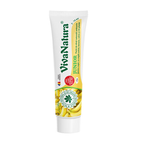 Pasta de dinti naturala cu argila si banane GennaDent Junior, 2-14 ani, 80 ml, Vivanatura 765389