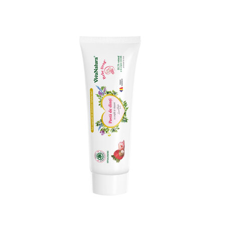 Pasta de dinti cu aroma de capsuni fara fluor Bebe Drag, 50 ml, Vivanatura 765334
