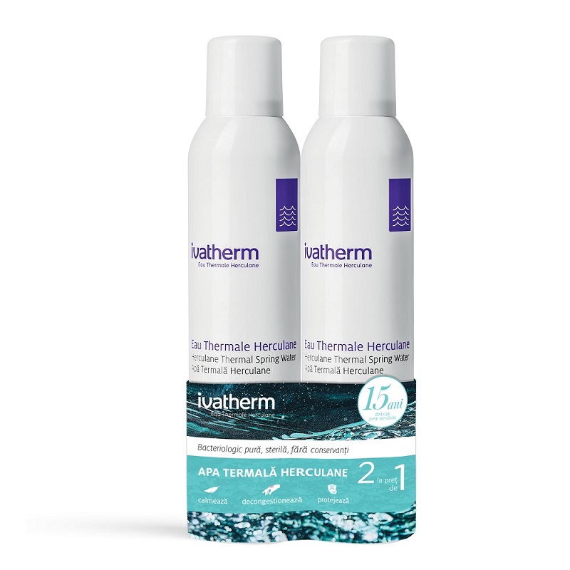 Pachet Apa termala Herculane spray, 2x200 ml, Ivatherm