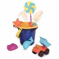 Galeata cu 9 jucarii de nisip, Albastru, 18 luni+, B.Toys