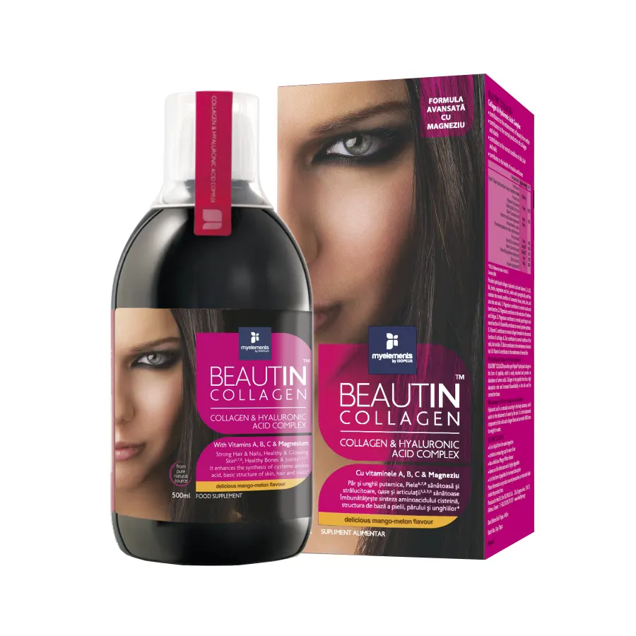 Complex Collagen & Magneziu capsuni si vanilie Beautin Collagen My Elements, 500 ml, Iso Plus