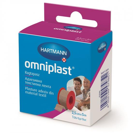 Plasture adeziv pe suport textil Omniplast, 2,5 cm x 5 m, 1 bucata, Hartmann