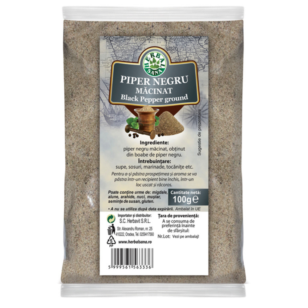 Piper negru macinat, 100 g, Herbal Sana