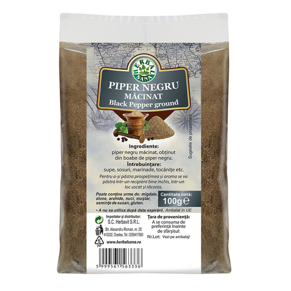 Piper negru macinat, 100 g, Herbal Sana