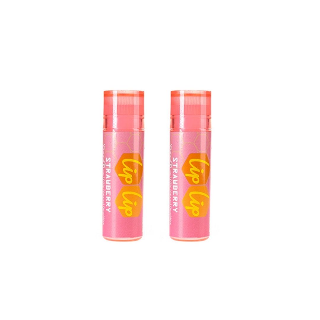 Balsam de buze cu SPF 15, capsuni Lip Lip, 4.5 g, 2 bucati, Karaver