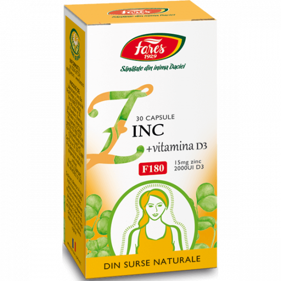 Zinc cu Vitamina D3, 30 capsule, Fares