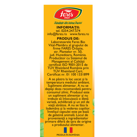 Zinc cu Vitamina D3, 30 capsule, Fares 722696