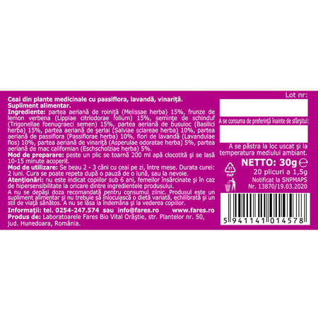 Ceai Distonoplant, 20 plicuri, Fares 722718